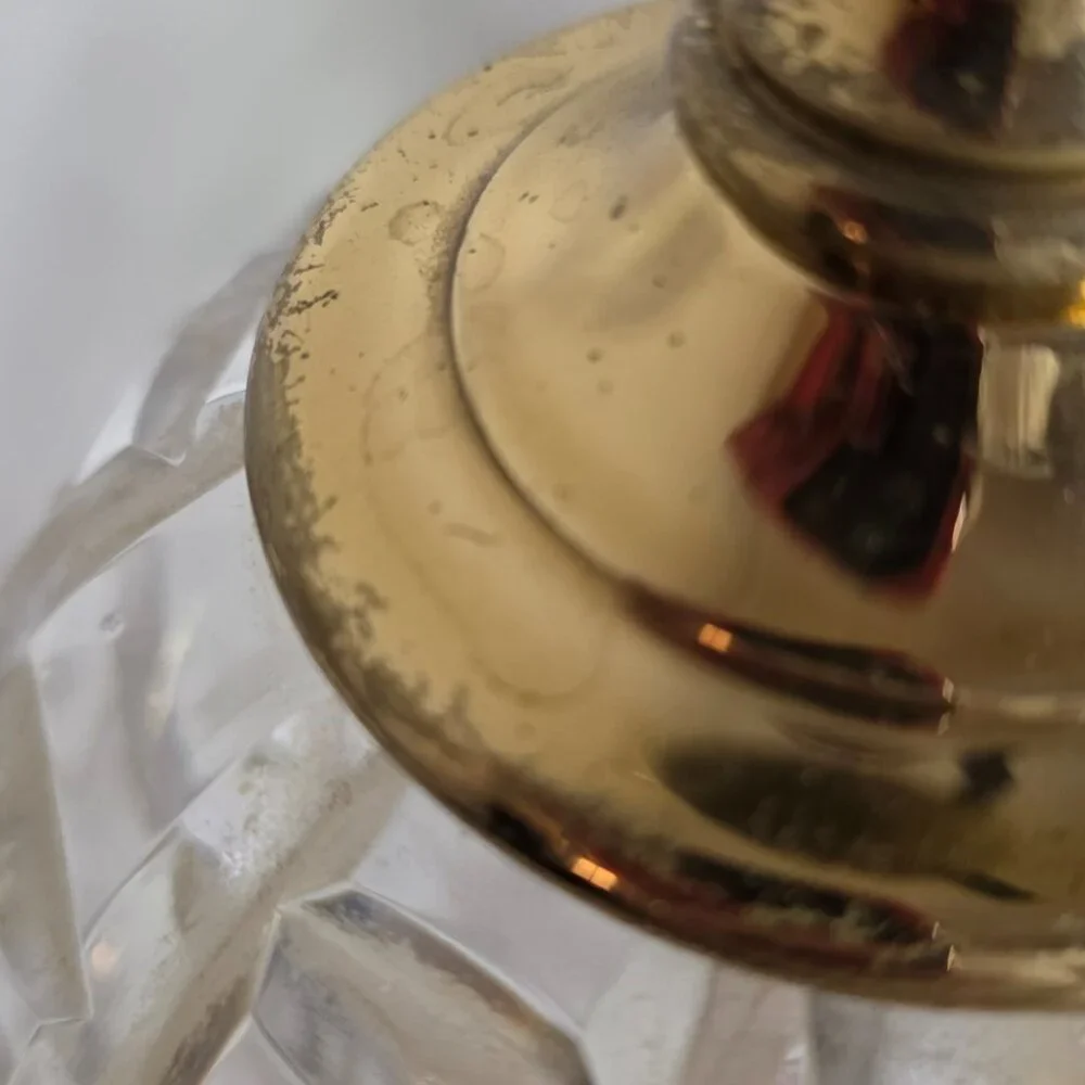 Pair of Two Lead Crystal Cut Heavyweight Lamps Boudoir